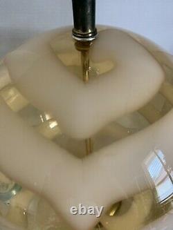 VTG Italian Striped Glass Globe Ball Lamp Murano Era Massive 16 Diam. MCM HUGE