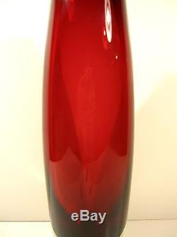 VTG Large Cranberry Clear Cased Venetian Sommerso Italian Murano Art Glass Vase