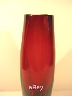 VTG Large Cranberry Clear Cased Venetian Sommerso Italian Murano Art Glass Vase