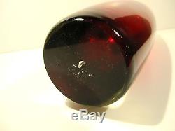 VTG Large Cranberry Clear Cased Venetian Sommerso Italian Murano Art Glass Vase