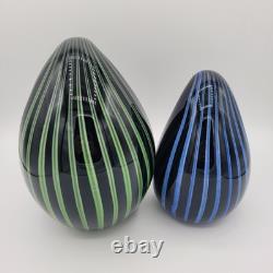 VTG Livio Seguso Murano Hand Blown Pair Of Penguins With Stripes Signed