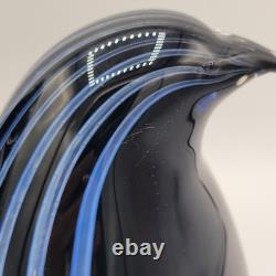 VTG Livio Seguso Murano Hand Blown Pair Of Penguins With Stripes Signed
