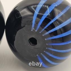 VTG Livio Seguso Murano Hand Blown Pair Of Penguins With Stripes Signed