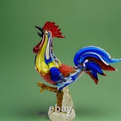 VTG MCM Large Multicolor Murano Glass 12 Rooster Figurine