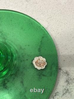 VTG MCM Murano Style Tall 19 Green Centerpiece Flutes Vases Set of 2 Italy