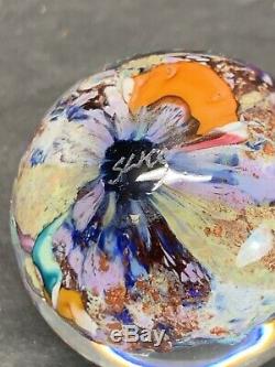 VTG Marble Signed DOUG SWEET Karuna Art Glass Murano Dichroic Paperweight