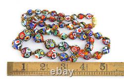 VTG MorettI Italian Venetian Murano Millefiori Glass Bead Necklace 27.5L 87G