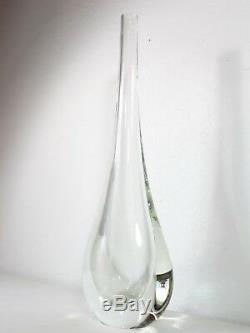 VTG Murano CLEAR SOMMERSO TEARDROP GLASS ART VASE Mid Century FLAVIO POLI Seguso