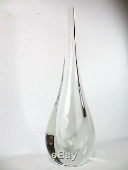 VTG Murano CLEAR SOMMERSO TEARDROP GLASS ART VASE Mid Century FLAVIO POLI Seguso