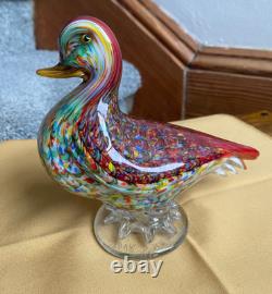 VTG Murano Glass Duck Figurine La Tour d'Argent Paris Galliano Ferro Sticker