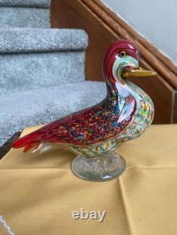 VTG Murano Glass Duck Figurine La Tour d'Argent Paris Galliano Ferro Sticker