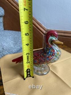 VTG Murano Glass Duck Figurine La Tour d'Argent Paris Galliano Ferro Sticker