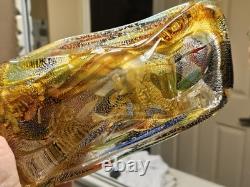 VTG Murano Glass Shallow Bowl 1970's Tutti Frutti Gold Flecks End of Day 8 x 4