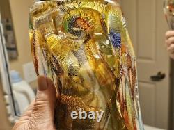 VTG Murano Glass Shallow Bowl 1970's Tutti Frutti Gold Flecks End of Day 8 x 4