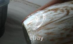 VTG Murano Gold Aventurine Vase Free Form AS IS / White Brown Clear Art Glass