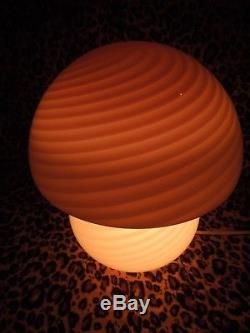 VTG Murano light Pink Swirl Mushroom Glass Globe Lamp Vetri Venini 12H x 9W