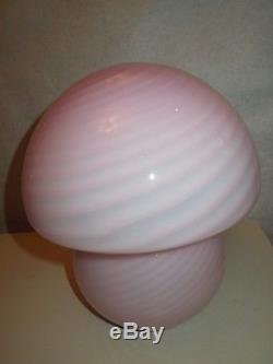 VTG Murano light Pink Swirl Mushroom Glass Globe Lamp Vetri Venini 12H x 9W