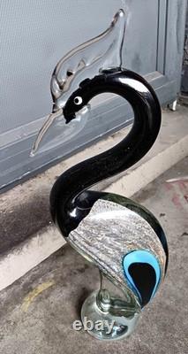 VTG Rare Murano Glass Blue Heron Italy 14 6+ Lbs. Gorgeous Color