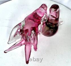 VTG UNKNOWN MAKER SIGNED Murano Collectible Art Glass Love Birds Doves Figurine
