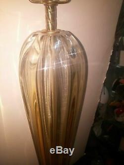 VTG XL Murano ITALIAN ART GLASS TALL Ribbed LAMP 1950's BAROVIER & Toso SUGUSO