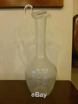 Vaso anfora caraffa vetro di Murano Venini reticello vintage anni 50 glass vase