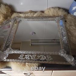 Venetian Murano Glass Mirror 74cm Vintage Italian Antique 1930s Romeo & Juliet