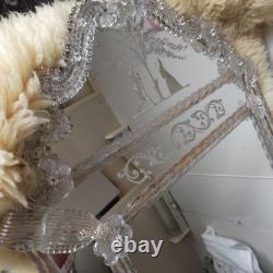 Venetian Murano Glass Mirror 74cm Vintage Italian Antique 1930s Romeo & Juliet