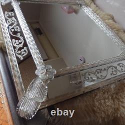 Venetian Murano Glass Mirror 74cm Vintage Italian Antique 1930s Romeo & Juliet