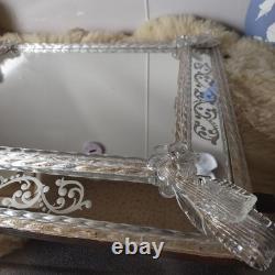 Venetian Murano Glass Mirror 74cm Vintage Italian Antique 1930s Romeo & Juliet
