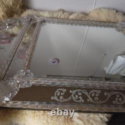 Venetian Murano Glass Mirror 74cm Vintage Italian Antique 1930s Romeo & Juliet