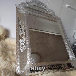 Venetian Murano Glass Mirror 74cm Vintage Italian Antique 1930s Romeo & Juliet