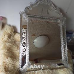 Venetian Murano Glass Mirror 74cm Vintage Italian Antique 1930s Romeo & Juliet