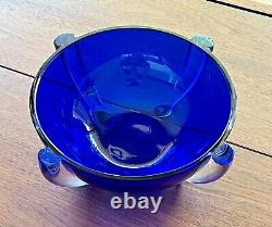 Venini Tina Aufiero Vtg Murano Cobalt Art Glass Rasmunda Sommerso Bowl Italy