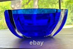 Venini Tina Aufiero Vtg Murano Cobalt Art Glass Rasmunda Sommerso Bowl Italy