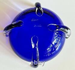 Venini Tina Aufiero Vtg Murano Cobalt Art Glass Rasmunda Sommerso Bowl Italy