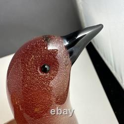Vetri pink gold flecking vtg art glass murano sommerso bird