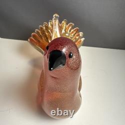 Vetri pink gold flecking vtg art glass murano sommerso bird