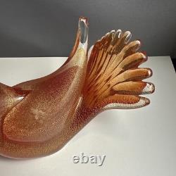 Vetri pink gold flecking vtg art glass murano sommerso bird