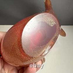 Vetri pink gold flecking vtg art glass murano sommerso bird