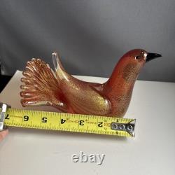 Vetri pink gold flecking vtg art glass murano sommerso bird