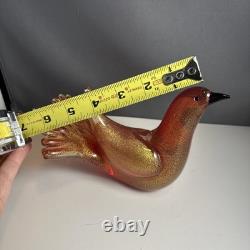 Vetri pink gold flecking vtg art glass murano sommerso bird