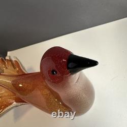 Vetri pink gold flecking vtg art glass murano sommerso bird