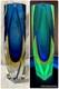 Vintage 10 Murano Mandruzzato Blue/Yellow Sommerso Faceted Glass Vase