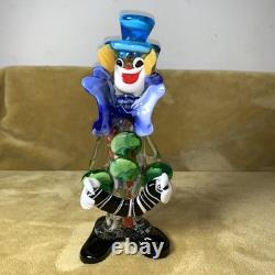 Vintage 11.75 Inch Multicolor Murano Glass Rare Musician Clown Holding Accordion