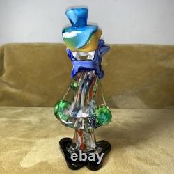 Vintage 11.75 Inch Multicolor Murano Glass Rare Musician Clown Holding Accordion