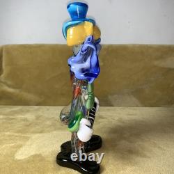 Vintage 11.75 Inch Multicolor Murano Glass Rare Musician Clown Holding Accordion