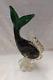 Vintage 11 Tall Venetian Murano Art Glass Green/Bubbles Fish Hand Blown