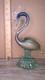 Vintage 12 Murano art glass hand blown blue swirl with Gold flecks Heron figure