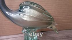 Vintage 12 Murano art glass hand blown blue swirl with Gold flecks Heron figure
