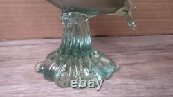 Vintage 12 Murano art glass hand blown blue swirl with Gold flecks Heron figure